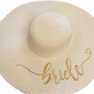 Extra Large BRIDE Embroidered Straw Sun Hat